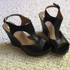 BP Faux Leather Wedges with Small Silver Buckle